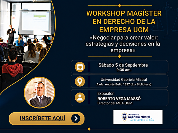 5 de septiembre: Magíster en Derecho de la Empresa UGM invita a participar en workshop sobre negociación